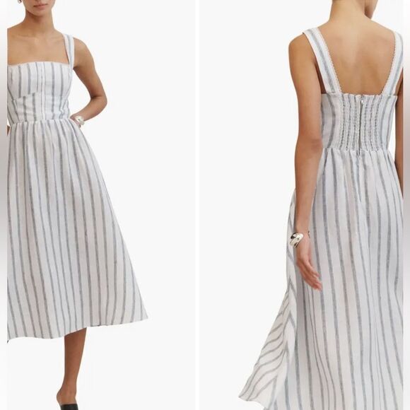 Reformation Tagliatelle Linen Dress 4 NEW $278 - Picture 1 of 8